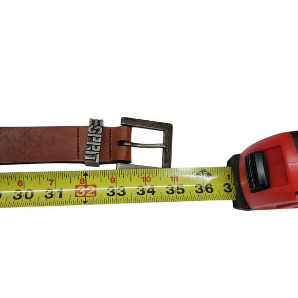 Vintage Esprit Brown Leather Belt Womens 70 S Square Buckle 90s Grunge Aesthetic main image 4